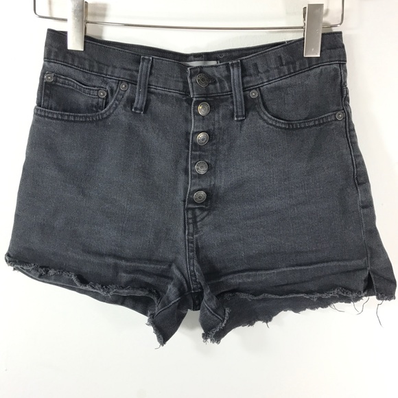 Madewell high rise denim boy shorts in faded black - Picture 4 of 5